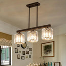 GobekUsa Modern 3-Light Crystal Island Pendant in Clear Shade for Dining Room Table