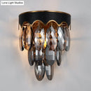 GobekUsa Modern 3-Layer Black Wall Mount Lighting: Beveled K9 Crystal Wall Sconce with 2 Lights for Bedside