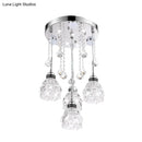 GobekUsa Modern 4-Head Crystal Shade Flower Ceiling Light Fixture - Chrome Finish Multi-Pendant