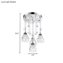 GobekUsa Modern 4-Head Crystal Shade Flower Ceiling Light Fixture - Chrome Finish Multi-Pendant