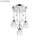 GobekUsa Modern 4-Head Crystal Shade Flower Ceiling Light Fixture - Chrome Finish Multi-Pendant