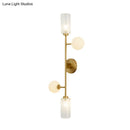 GobekUsa Modern 4-Light Gold Metal Pencil Arm Wall Lamp with Glass Shades