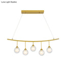 GobekUsa Modern 5-Bulb Gold Island Pendant Light with Clear Glass Shade