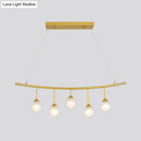 GobekUsa Modern 5-Bulb Gold Island Pendant Light with Clear Glass Shade