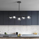 GobekUsa Modern 5-Head Black Island LED Pendant Light with Clear Glass Shade