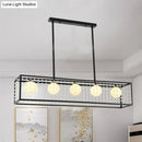 GobekUsa Modern 5-Head Black Island Light with White Glass and Crystal Shade