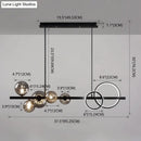 GobekUsa Modern 5-Light Black Metal Pendant Lighting with Spherical Glass for Dining Table