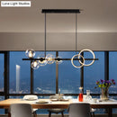 GobekUsa Modern 5-Light Black Metal Pendant Lighting with Spherical Glass for Dining Table