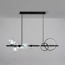 GobekUsa Modern 5-Light Black Metal Pendant Lighting with Spherical Glass for Dining Table