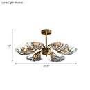 GobekUsa Modern 6-Bulb Shell Glass Ceiling Light in Brass for Bedroom