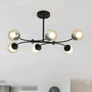GobekUsa Modern 6-Head Black Glass Sphere Shade Buffet Chandelier for Stylish Island Lighting