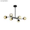 GobekUsa Modern 6-Head Black Glass Sphere Shade Buffet Chandelier for Stylish Island Lighting