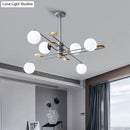 GobekUsa Modern 6-Head Black/Grey Chandelier Lighting Fixture for Living Room with Milky Glass