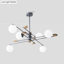 GobekUsa Modern 6-Head Black/Grey Chandelier Lighting Fixture for Living Room with Milky Glass