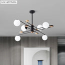 GobekUsa Modern 6-Head Black/Grey Chandelier Lighting Fixture for Living Room with Milky Glass