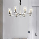 GobekUsa Modern 6-Head Clear Glass Candle Chandelier: Chrome Ceiling Pendant Fixture with Adjustable Chain