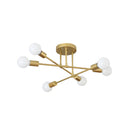 Modern 6 Head LED Chandelier with Black, White, and Gold Finish