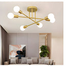 Modern 6 Head LED Chandelier with Black, White, and Gold Finish
