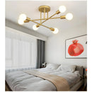 Modern 6 Head LED Chandelier with Black, White, and Gold Finish