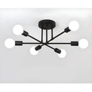 Modern 6 Head LED Chandelier with Black, White, and Gold Finish