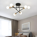 Modern 6 Head LED Chandelier with Black, White, and Gold Finish