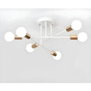 Modern 6 Head LED Chandelier with Black, White, and Gold Finish