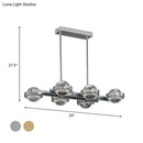 GobekUsa Modern 6-Head LED Island Lamp with Chrome/Gold Finish & Seedy Crystal Ball - Perfect Over Dining Table Lighting