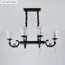 GobekUsa Modern 6-Head Pendulum Island Pendant Lamp with Black Finish, Clear Crystal Accents