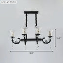 GobekUsa Modern 6-Head Pendulum Island Pendant Lamp with Black Finish, Clear Crystal Accents