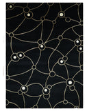 Modern 6x8 Black and Gold Wool and Silk Hand Woven Rug | HL3