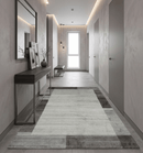 Ivory and Silver Wool Scandinavian Area Rug 6x8 Feet Hand Woven - Minimalist Design