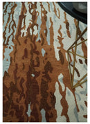 Modern 6x9 Gray, Ivory and Brown Abstract Hand Tufted Wool Area Rug by The Rug Decor