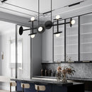 GobekUsa Modern 8-Head Black Ceiling Light Fixture for Kitchen: White Glass Orbit Island Pendant