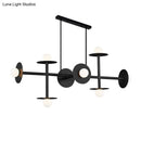 GobekUsa Modern 8-Head Black Ceiling Light Fixture for Kitchen: White Glass Orbit Island Pendant