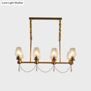 GobekUsa Modern 8-Light Crystal Pendant Island Fixture in Brass