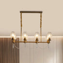 GobekUsa Modern 8-Light Crystal Pendant Island Fixture in Brass