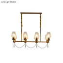 GobekUsa Modern 8-Light Crystal Pendant Island Fixture in Brass