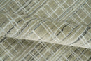 Blended Wool Area Rug 8x10 Olive White Brown Striped Flatwoven Scandinavian