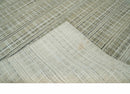 Modern 8x10 Hand Made striped Olive, White and Brown Scandinavian Blended Wool Flatwoven Area Rug | KE33
