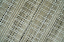Blended Wool Area Rug 8x10 Olive White Brown Striped Flatwoven Scandinavian