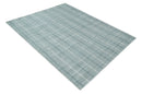Ivory and Gray Striped Hand-Woven Wool Area Rug 8x10 - Scandinavian Flatwoven Design