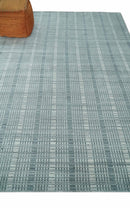 Ivory and Gray Striped Hand-Woven Wool Area Rug 8x10 - Scandinavian Flatwoven Design