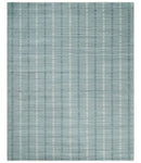 Modern 8x10 Hand Made striped Ivory and Gray Scandinavian Blended Wool Flatwoven Area Rug | KE36