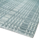 Ivory and Gray Striped Hand-Woven Wool Area Rug 8x10 - Scandinavian Flatwoven Design