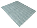 Modern 8x10 Hand Made striped Ivory, silver and Gray Scandinavian Blended Wool Flatwoven Area Rug | KE2