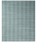 Modern 8x10 Hand Made striped Ivory, silver and Gray Scandinavian Blended Wool Flatwoven Area Rug | KE2