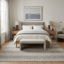 Hand Woven Ivory Black Brown Striped Wool Flatwoven Area Rug - 8x10