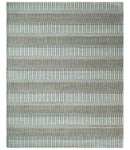 Modern 8x10 Hand Made Stripes Ivory, Black and Brown Scandinavian Blended Wool Flatwoven Area Rug | KE5