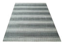 Hand Woven Blended Wool Flatwoven Area Rug 8x10 Scandinavian Striped Ivory Gray Brown
