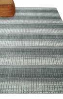 Hand Woven Blended Wool Flatwoven Area Rug 8x10 Scandinavian Striped Ivory Gray Brown